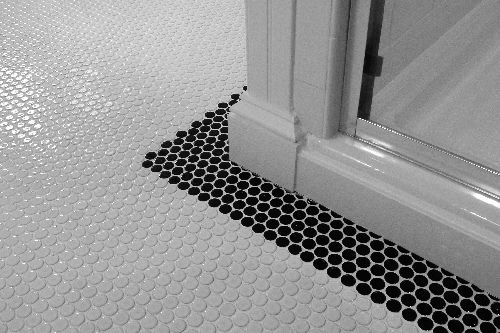 Mosaic Tile Stark White Jet Black Border High Contrast