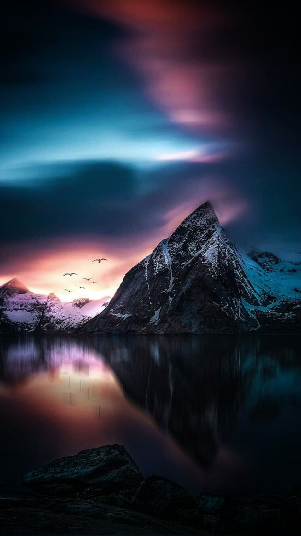Mountain Landscape Sharp Triangular Peak Mountain Art