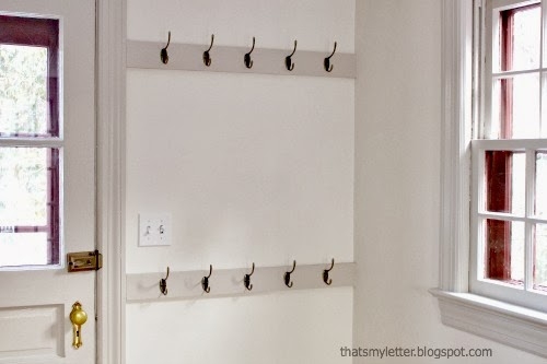 Mudroom Hooks in Two Tier Layout with Bronze Double Prong Hardware