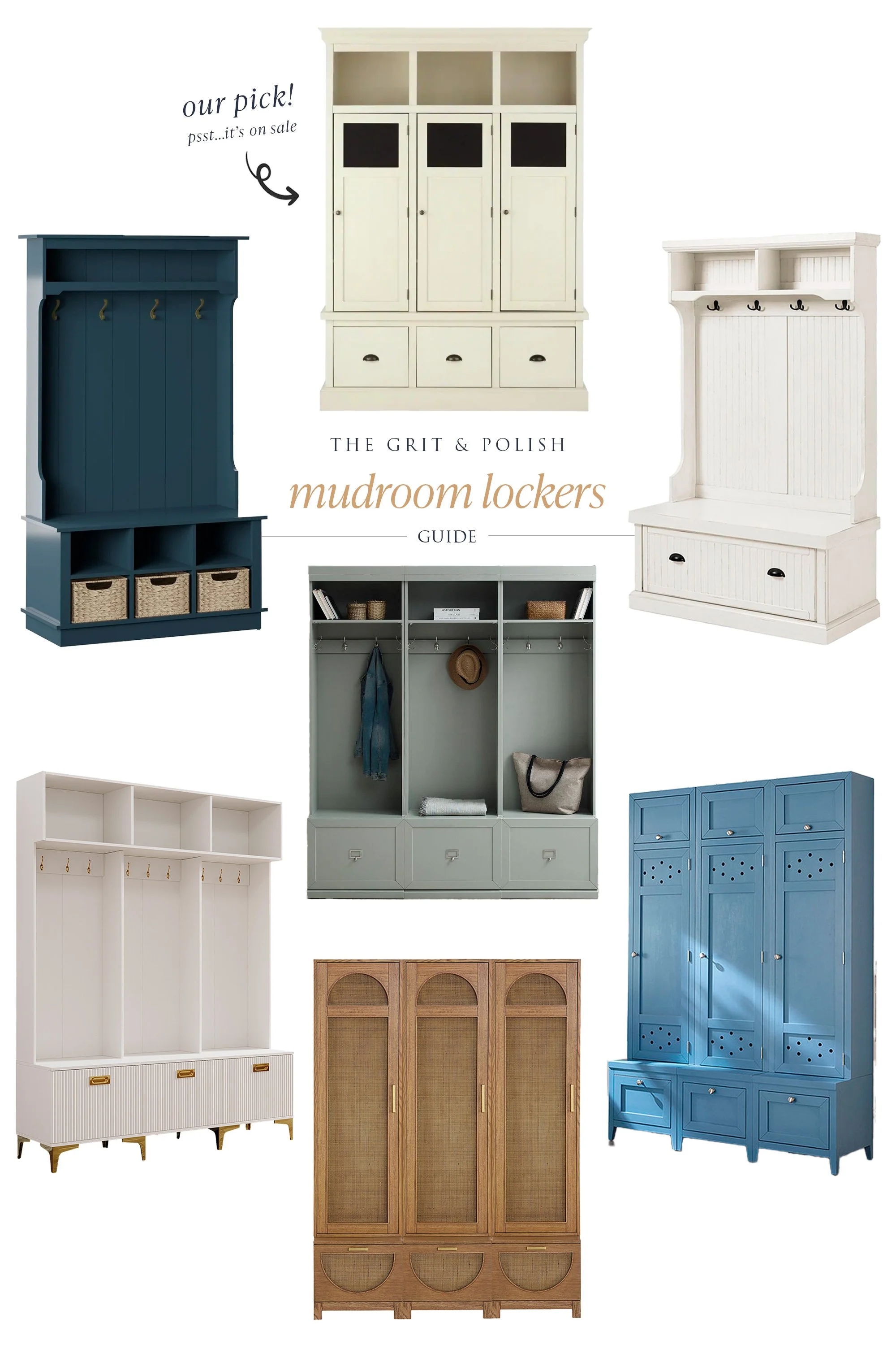 Mudroom Locker with Rattan Cane Doors and Vented Details