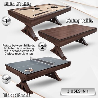 Multi Game Table with Trestle Base and Rustic X-Base Legs