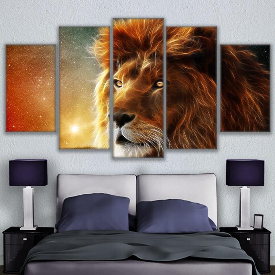 Multi Panel Canvas Five Piece Set Celestial Motif Art