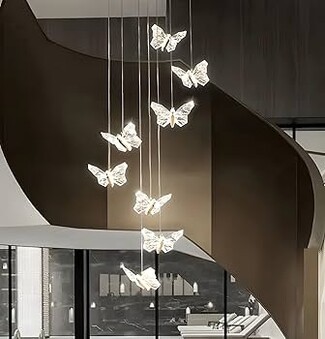 Multi Pendant Chandelier Adjustable Butterfly Staircase Lighting
