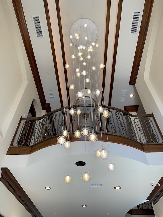 Multi Pendant Chandelier with Cascading Globes for Foyer