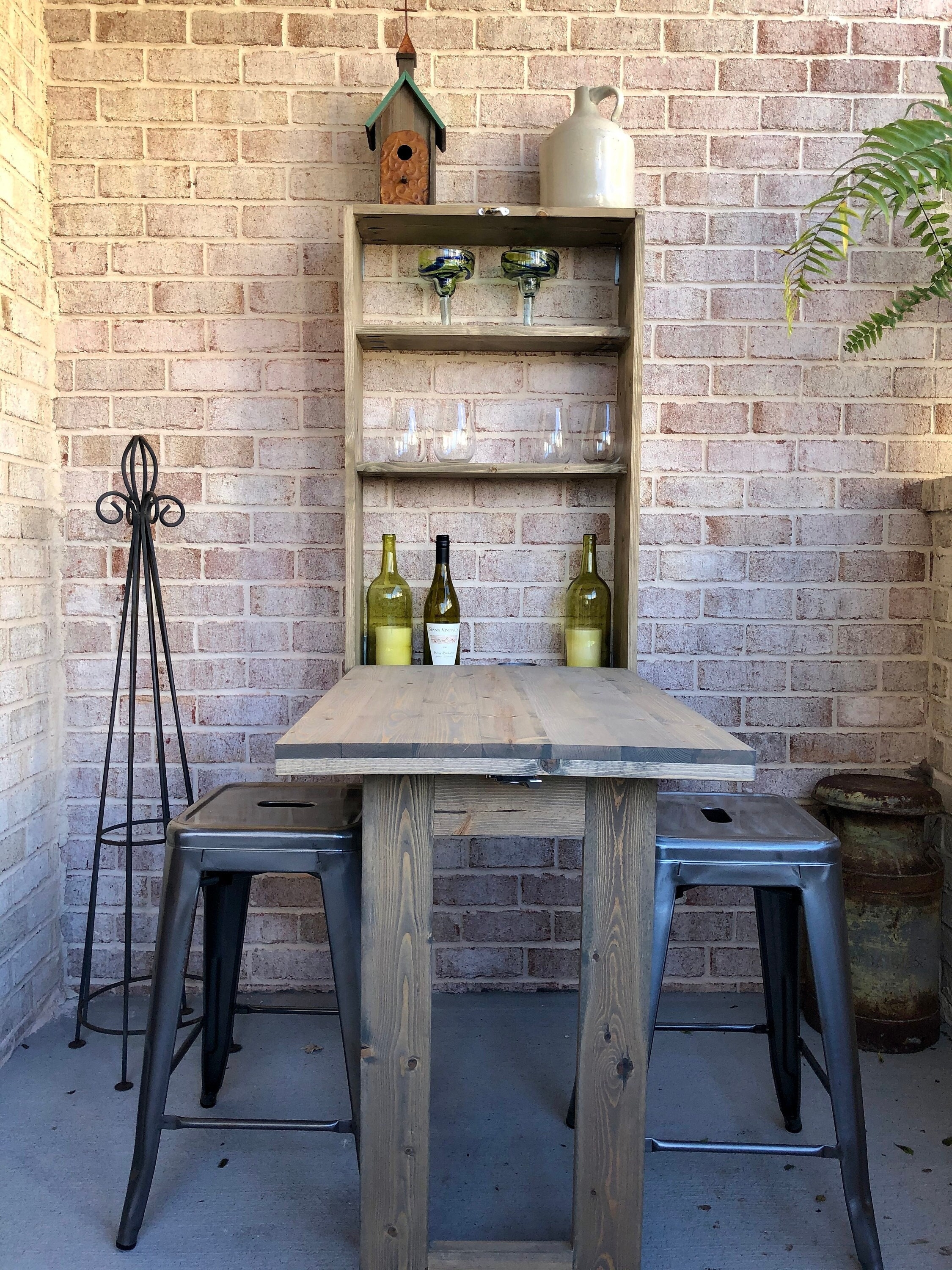 Murphy Bar: Folding Table Top with Rustic Distressed Finish