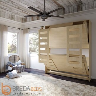 Murphy Bunk Bed with Integrated Cutout Ladder in Blonde Wood