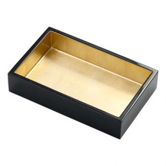 Napkin Holder Gold Interior Black Lacquer Luxury Accessory
