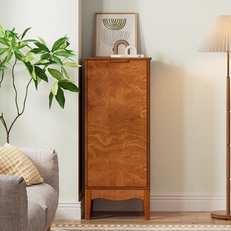 Narrow Dresser with Burl Wood Grain Cabinet Pattern