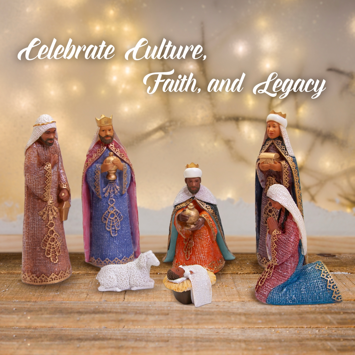 Nativity Set: Legacy Faith Figurine Collection Woven Fabric