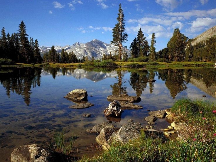 Nature Landscape Mirrored Reflection Snow Capped Vista
