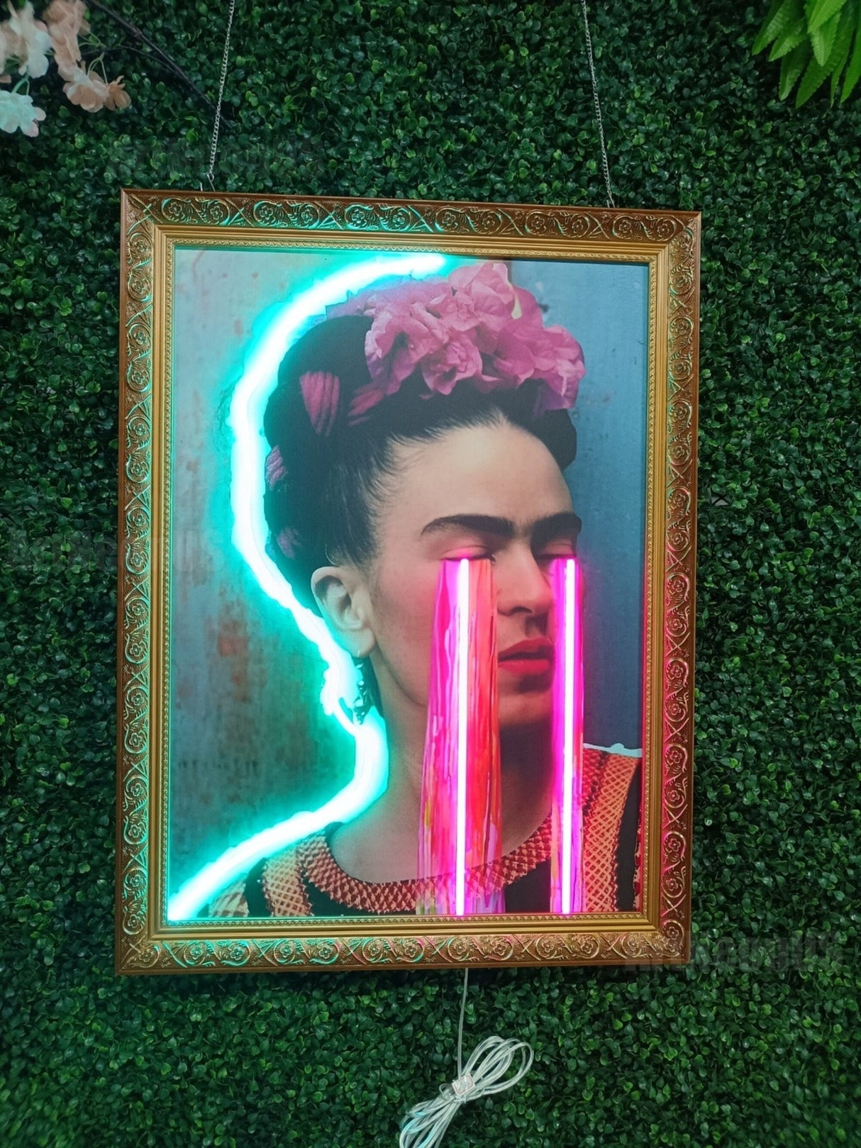 Neon Wall Art featuring Neon Tears and an Ornate Frame
