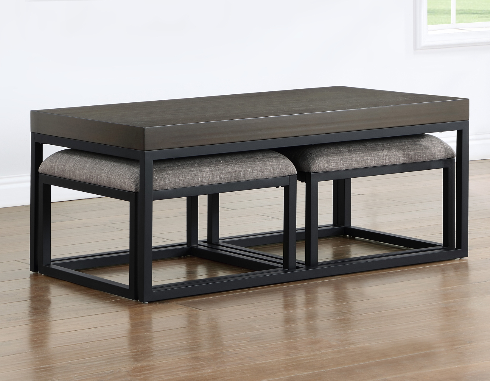 Nesting Coffee Table featuring Tray Top and Metal Frame