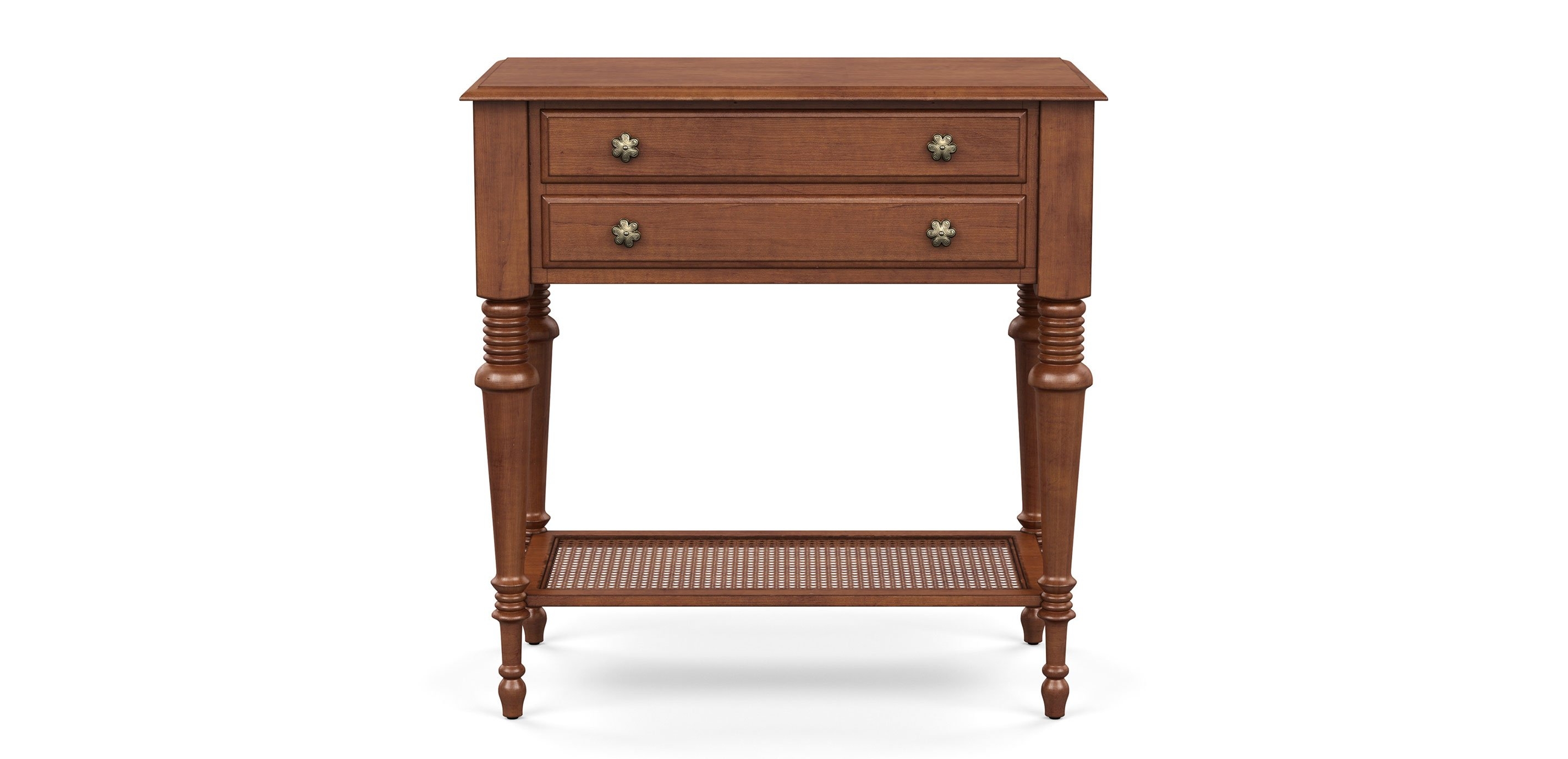Night Table with Ribbed Turned Legs and British Colonial Style