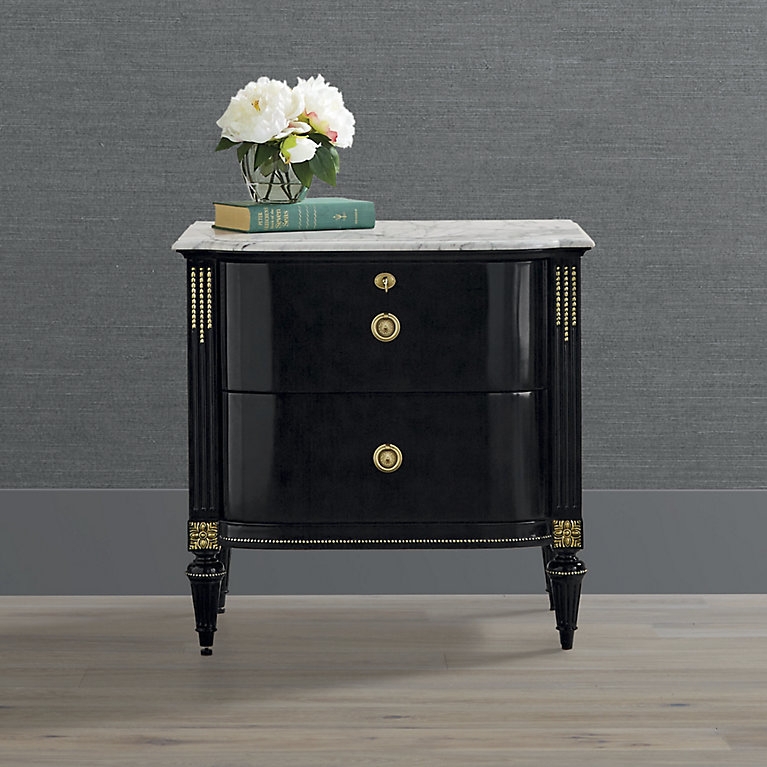 Nightstand Bow Front Deep Teal Regency Bedside Table