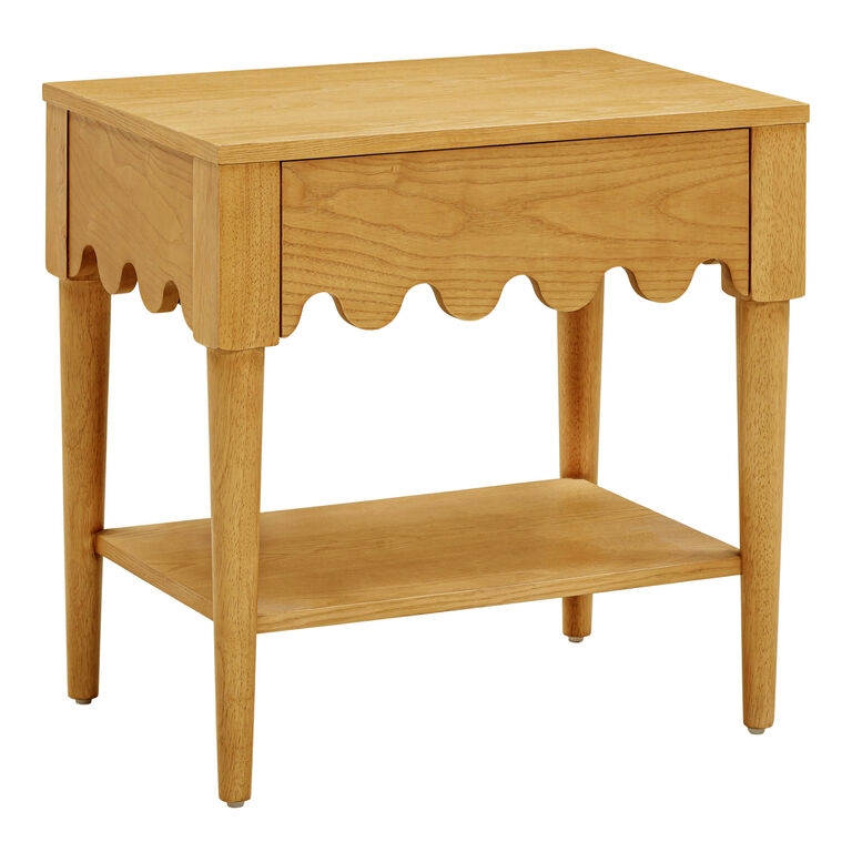 Nightstand Honey Blonde Ash Scalloped Apron Shelf
