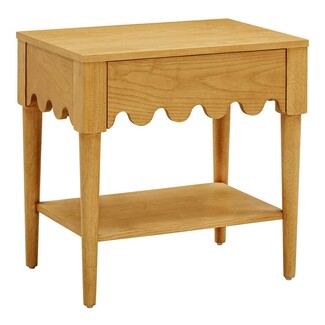 Nightstand Honey Blonde Ash Scalloped Apron Shelf