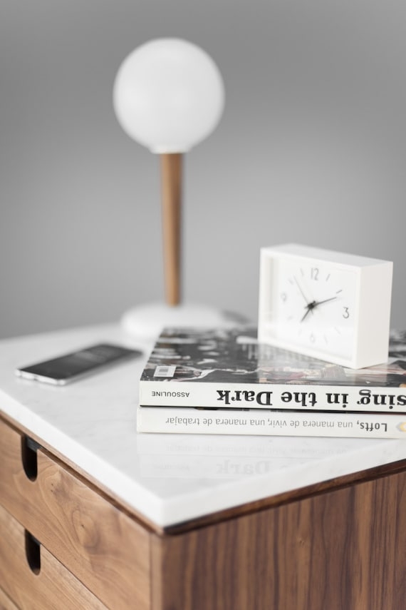 Nightstand Integrated Pulls Walnut Wood Bedside Table