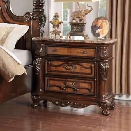 Nightstand Ornate Carvings Dark Wood Old World Chest