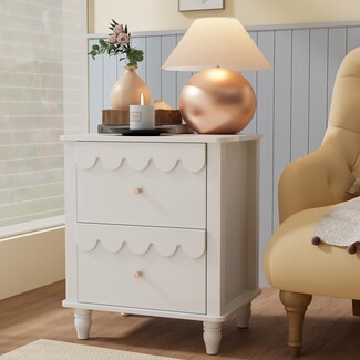 Nightstand Scalloped Petal Pattern with Turned Legs