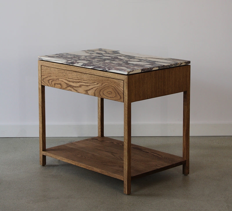 Nightstand Viola Marble Top Modern Oak Bedside Table