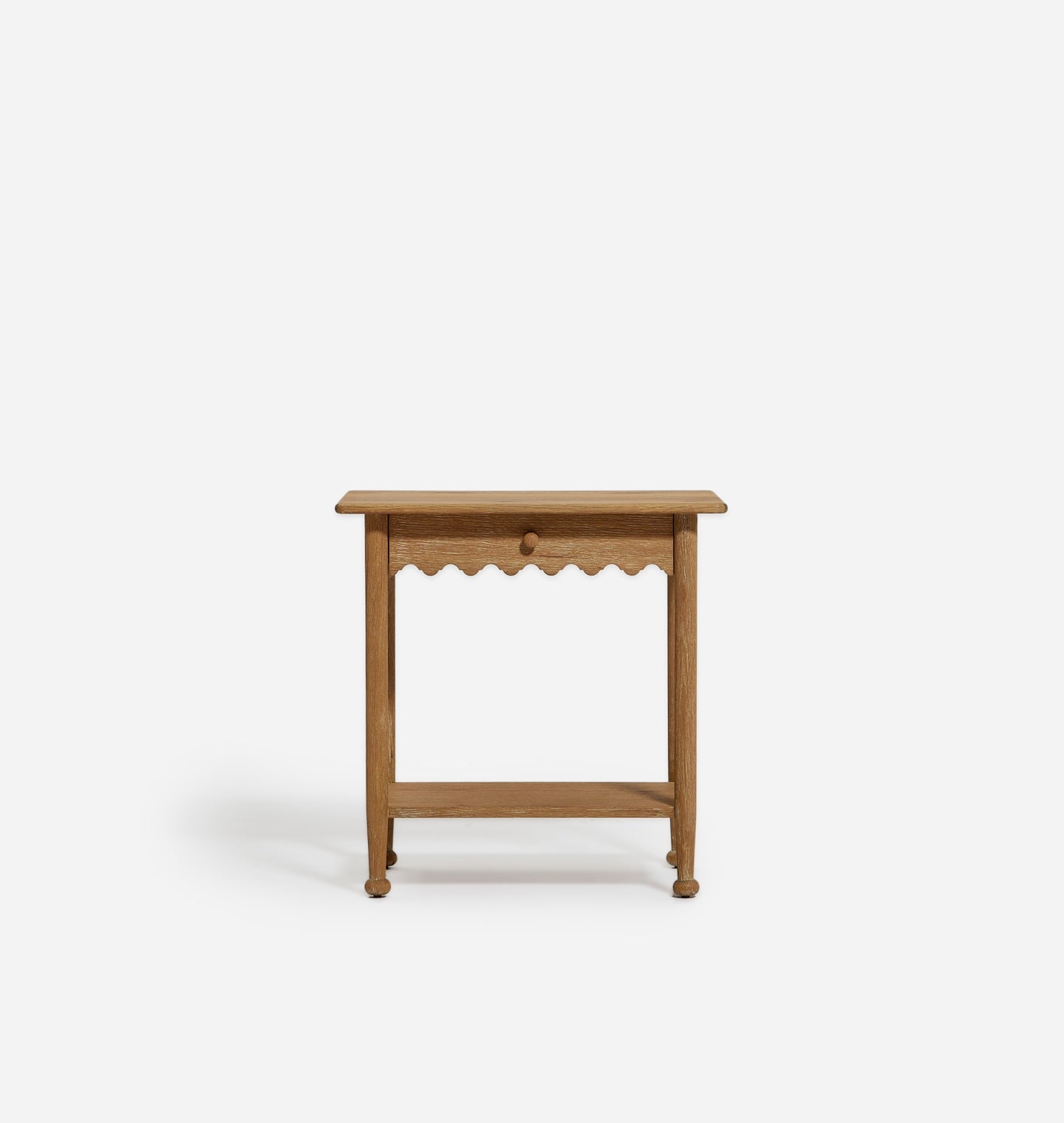Nightstand Warm Honey Oak Scalloped Apron Ball Feet