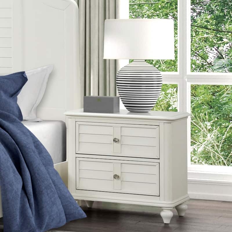 Nightstand with Bun Feet and Shutter Style White Drawers