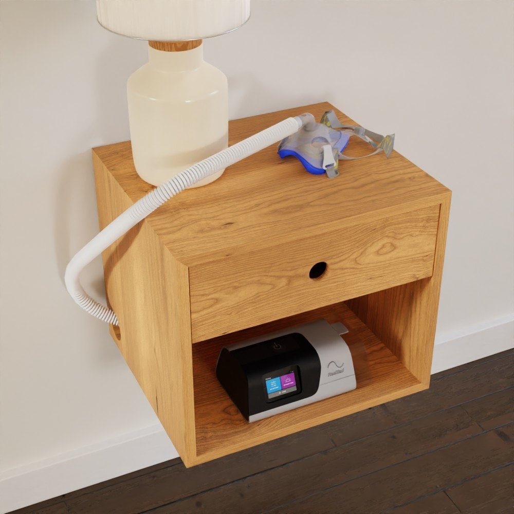 Nightstand with Cherry Wood and Floating Design