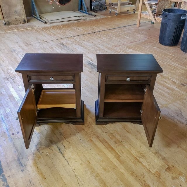 Nightstand with Crystal Knobs for Reclaimed Interior