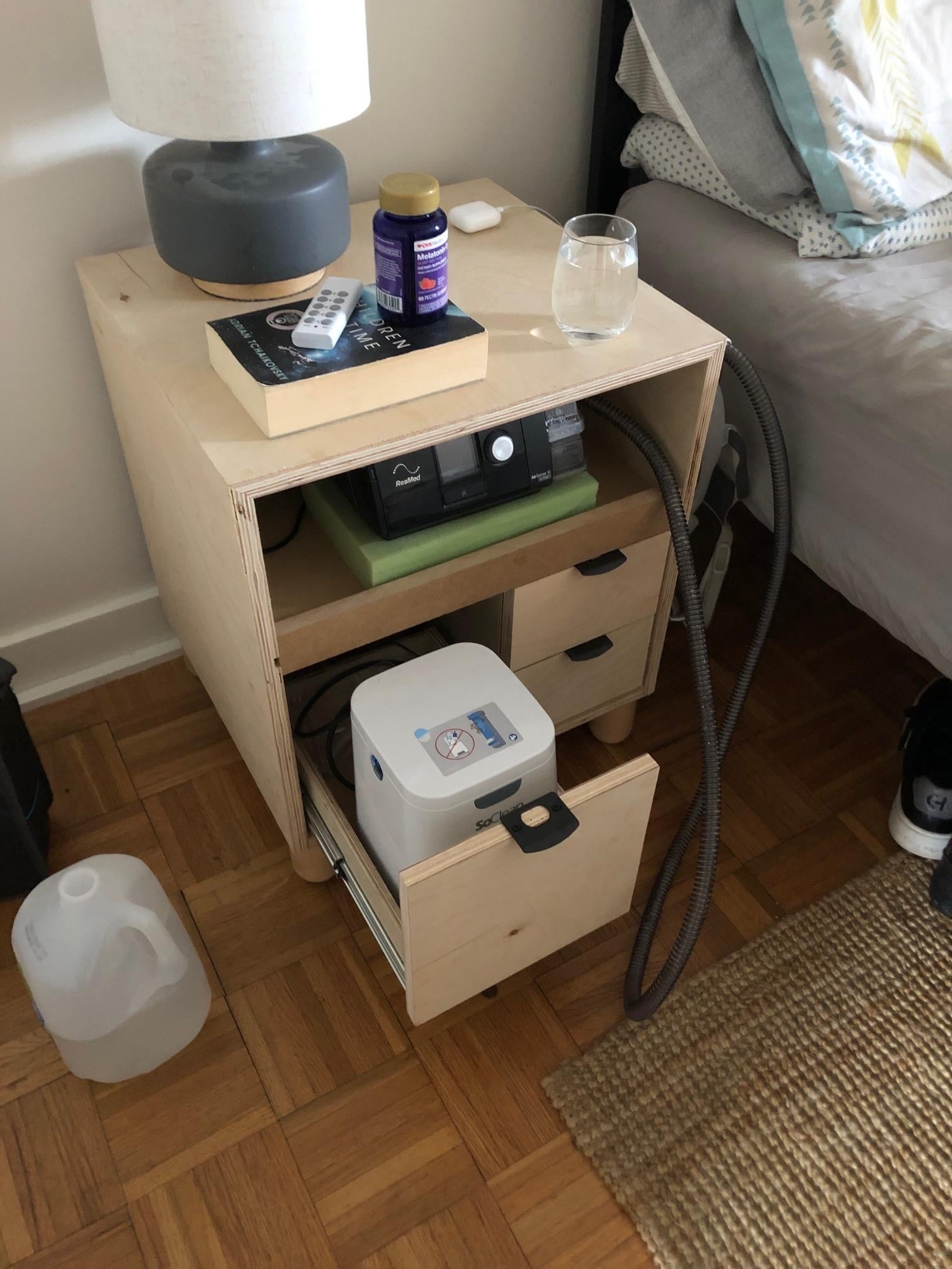 Nightstand with Dedicated CPAP Shelf for Plywood Build