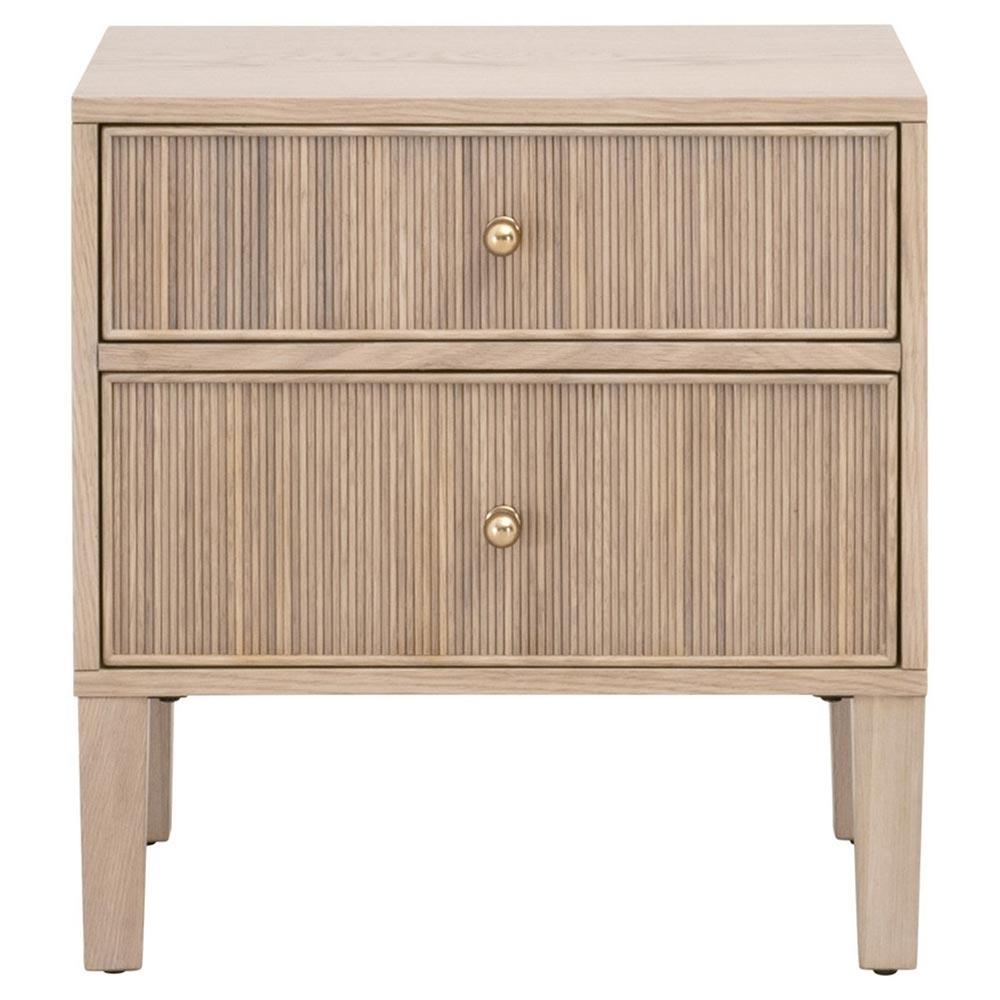Nightstand with Fluted Drawer Fronts and Coastal Oak Table