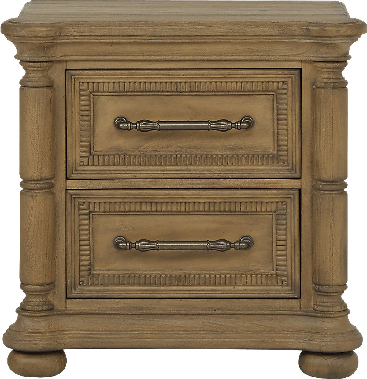 Nightstand with Fluted Pilasters and Traditional Sandstone
