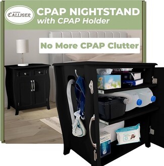 Nightstand with Hose Holder for Black Medical Cabinet
