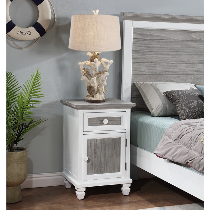 Nightstand with Inset Wood Grain Coastal Dove Gray Side
