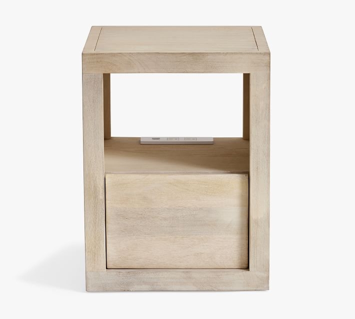 Nightstand with Integrated Charging Port and Biscotti Wood