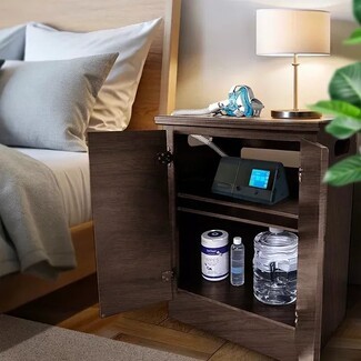 Nightstand with Integrated Cord Port for Mahogany Cabinet
