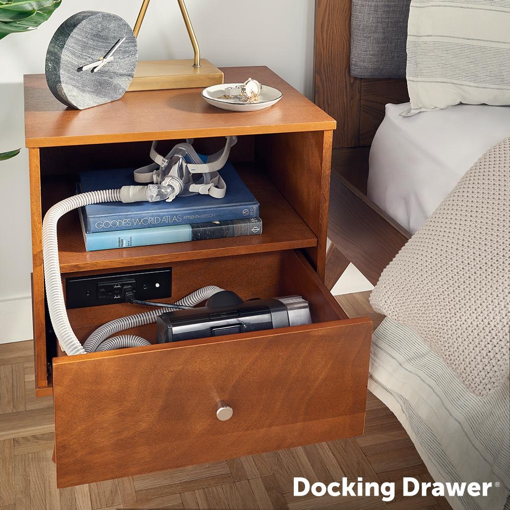 Nightstand with Integrated Power Outlet for Bedside Tech