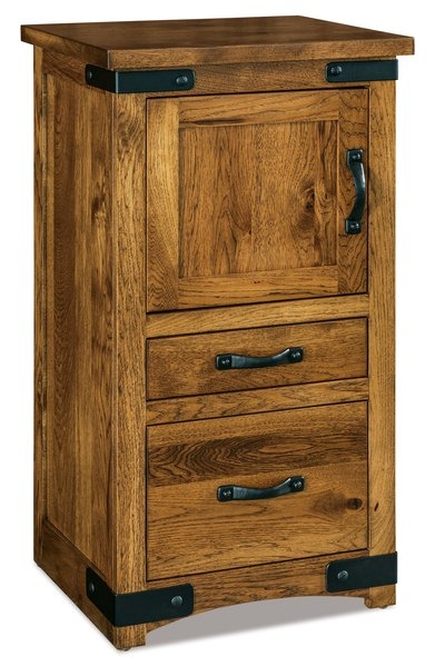 Nightstand with Metal Corner Brackets for Rustic Bedroom