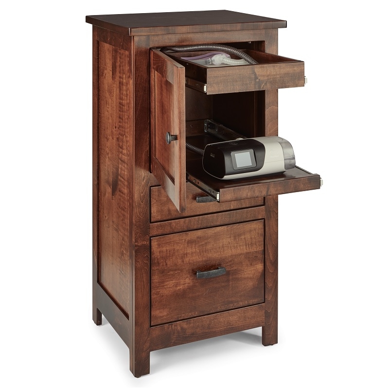Nightstand with Pull-Out CPAP Shelf for Craftsman Style