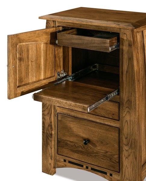 Nightstand with Pull-Out Tray for Mission Style Storage