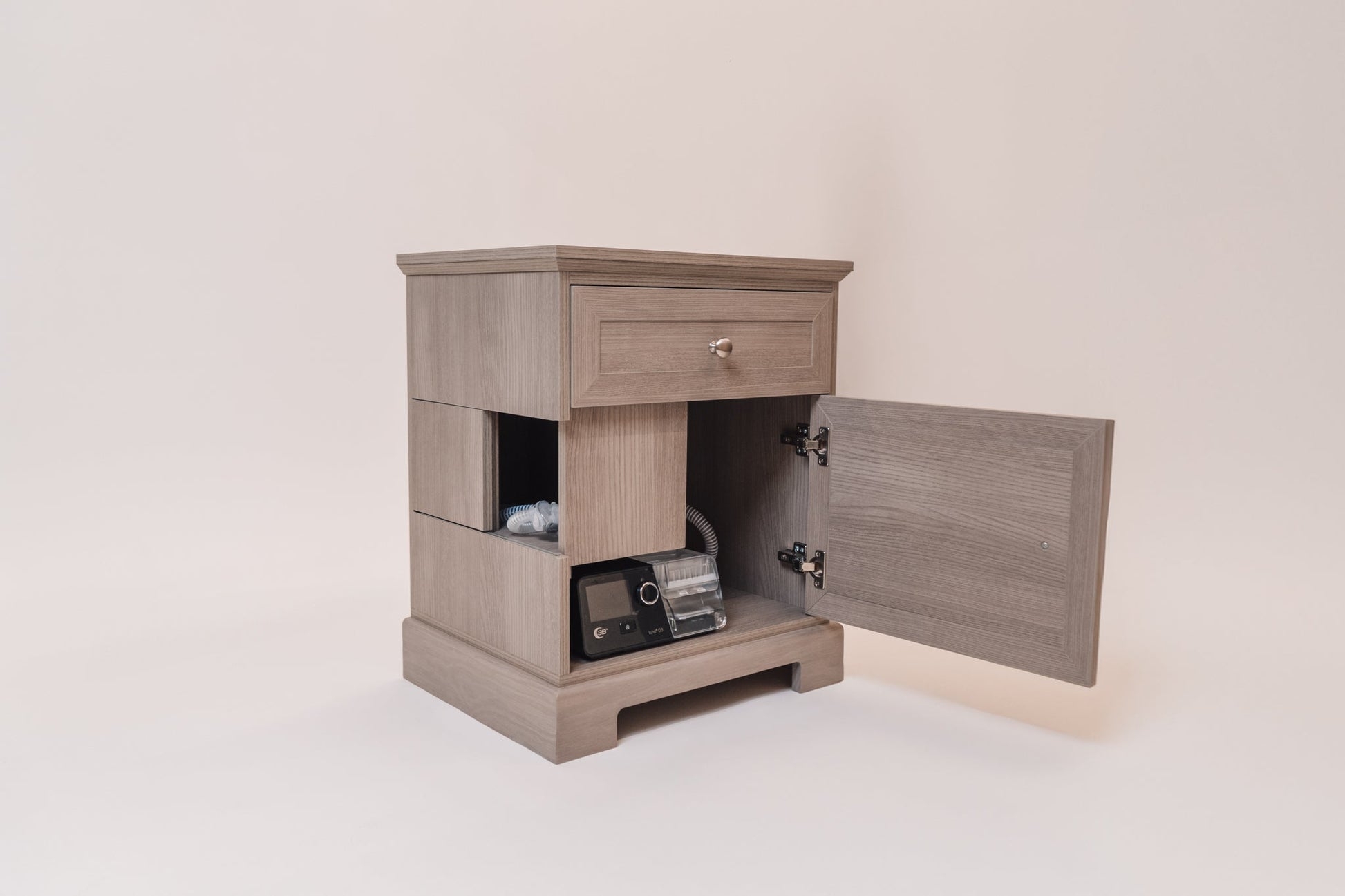 Nightstand with Side Tubing Access for Charleston Gray
