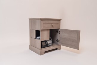Nightstand with Side Tubing Access for Charleston Gray