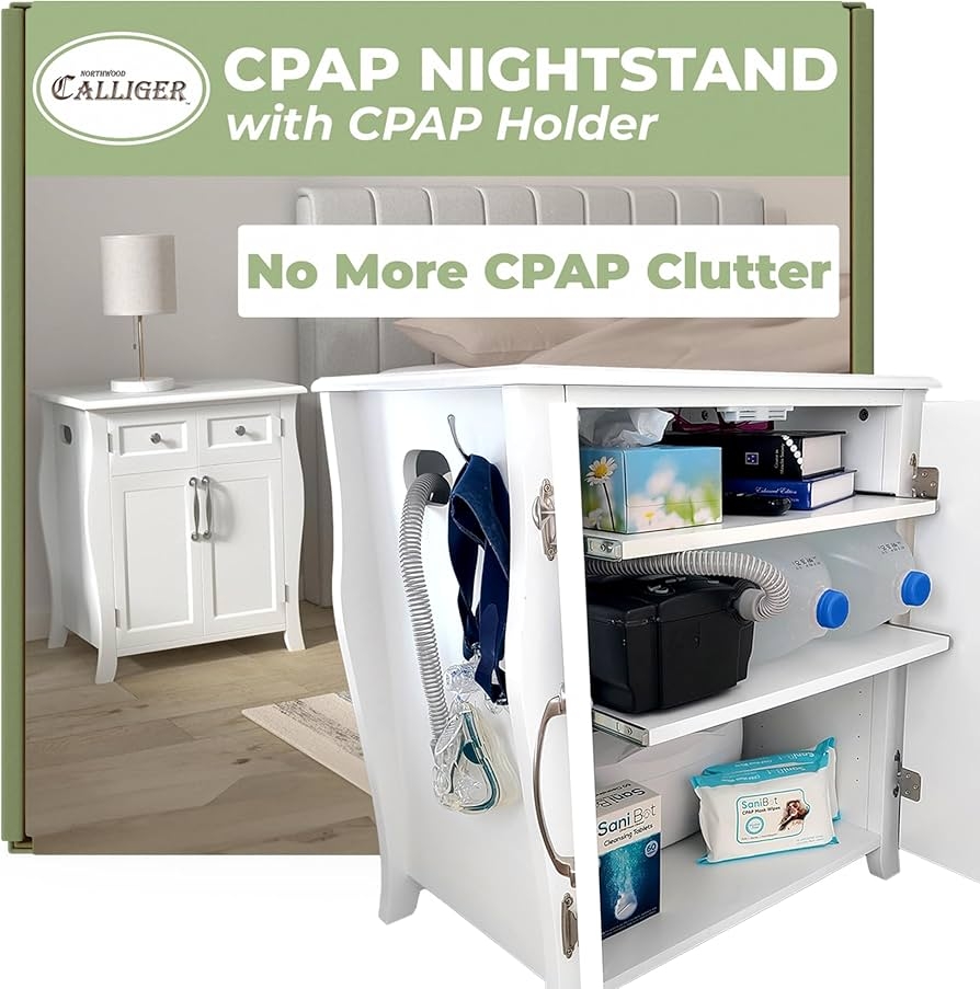 Nightstand with Sliding Shelf for White Medical Storage