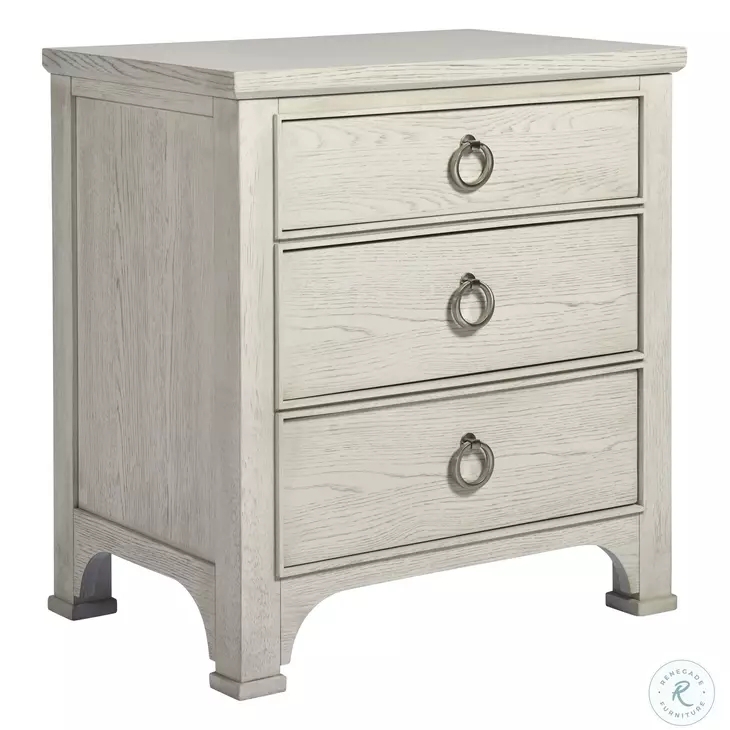 Nightstand with Whitewashed Grain Weathered White Storage