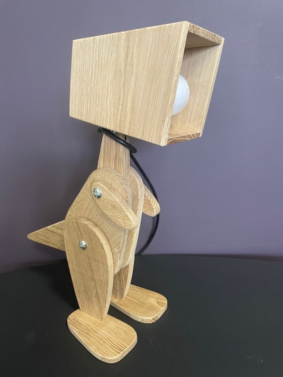Novelty Lamp Wooden Dinosaur Shape Articulating Desk Light
