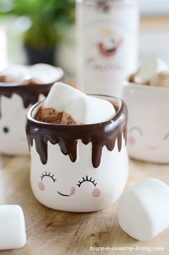 Novelty Mug: Marshmallow Shape Hand Painted Details Cocoa Mug