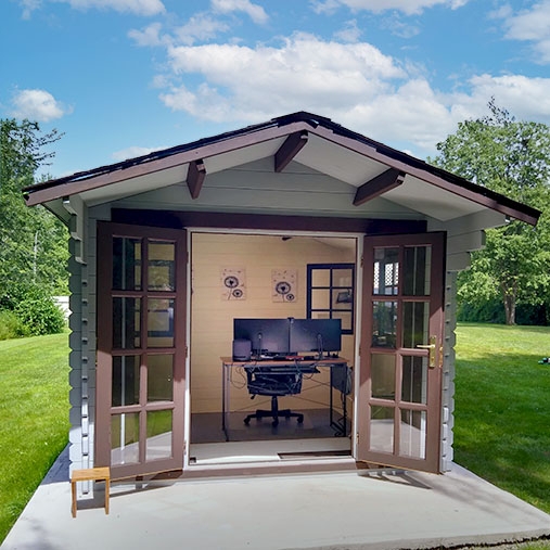 Office Shed: Wood Interior Backyard Studio Garden Workspace