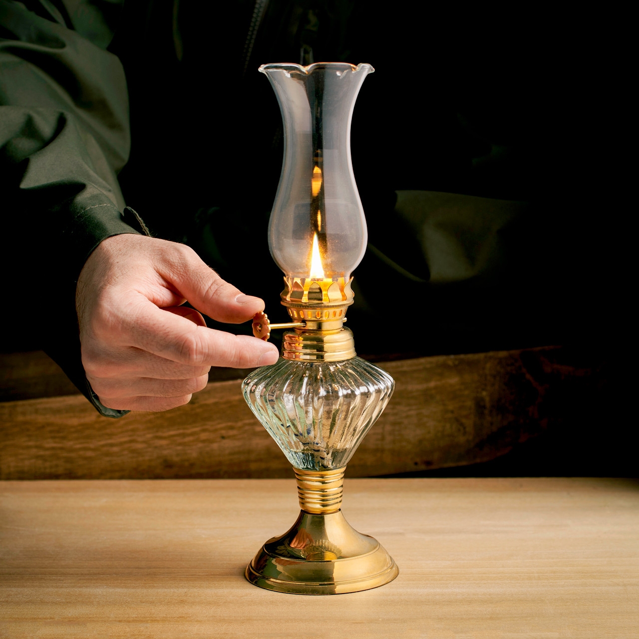 Oil Lamp Victorian Style with Fluted Glass Reservoir
