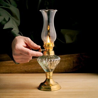 Oil Lamp Victorian Style with Fluted Glass Reservoir