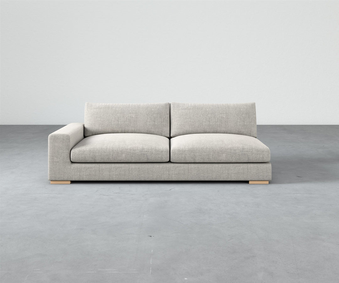 One Arm Sofa Block Feet Oatmeal Textured Fabric Sofa Piece