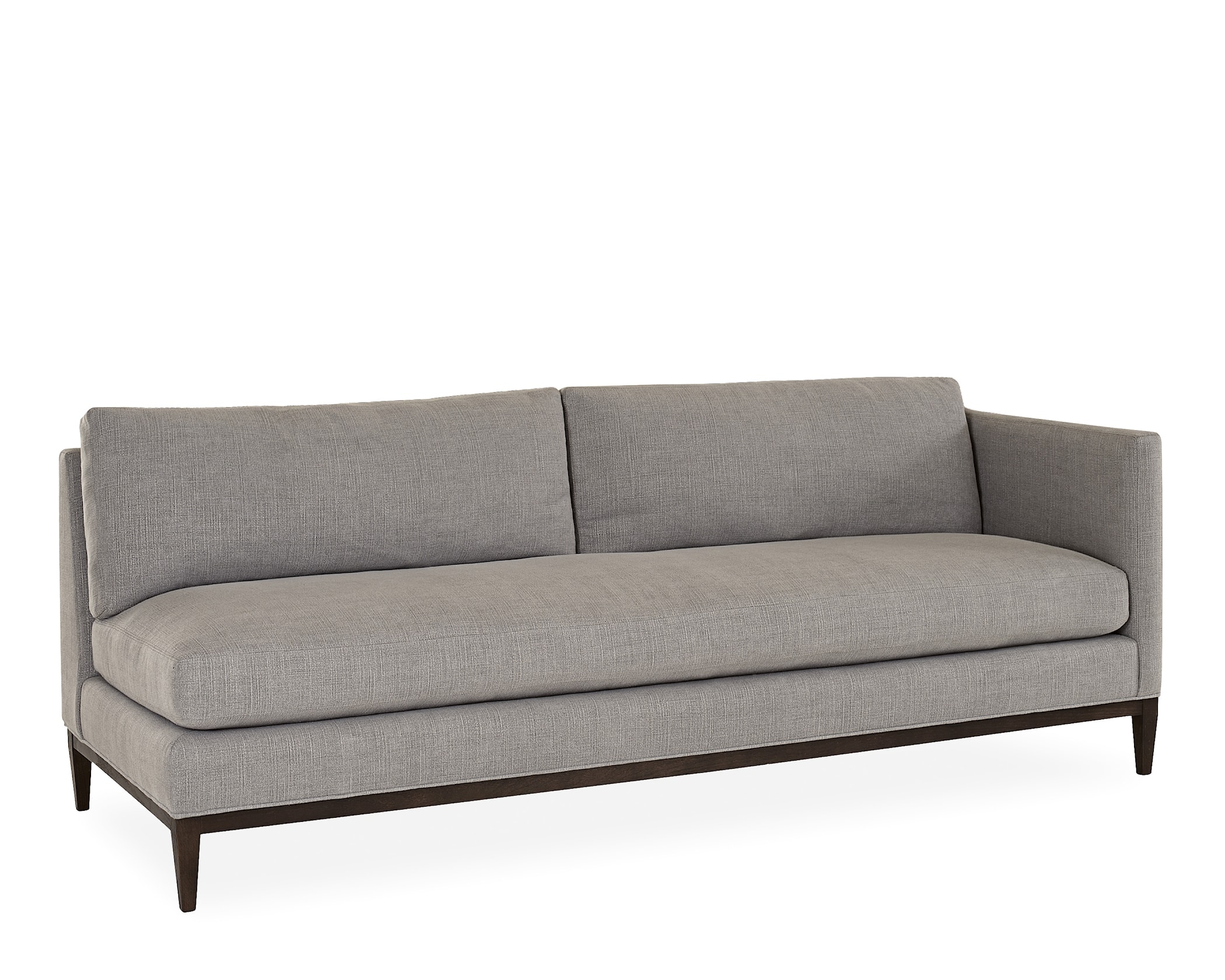 One Arm Sofa Exposed Wood Base Sleek Bench Seat Sectional